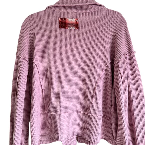 POL Pink Waffle Knit Moto Jacket Sz Small - Picture 2 of 5